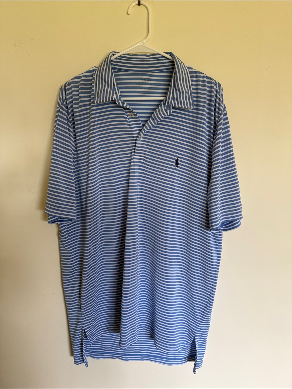Polo by Ralph Lauren Performance Light Blue and White Striped Polo